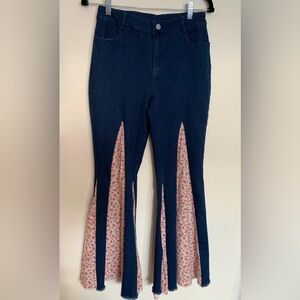 BiBi Flare Flowered Inset Jeans.